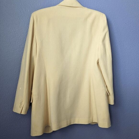 Women's Worthington Blazer 100% Pure Wool Ivory Cream 8 Padded Shoulder Button - Picture 3 of 10